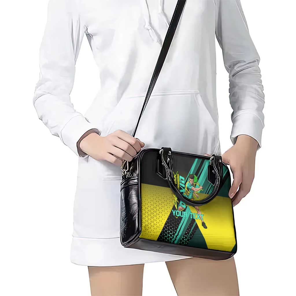 Personalized David Tennis Design Shoulder Handbag with a Cyberpunk Theme, Edgerunners Features Neon Green and Yellow Styling and a Powerful Pose