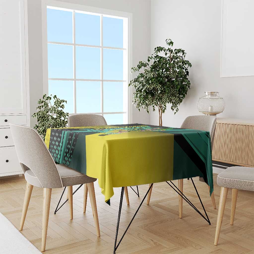 Personalized David Tennis Design Tablecloth with a Cyberpunk Theme, Edgerunners Features Neon Green and Yellow Styling and a Powerful Pose