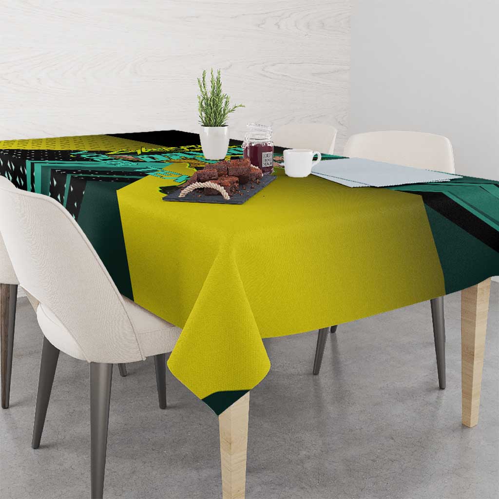 Personalized David Tennis Design Tablecloth with a Cyberpunk Theme, Edgerunners Features Neon Green and Yellow Styling and a Powerful Pose