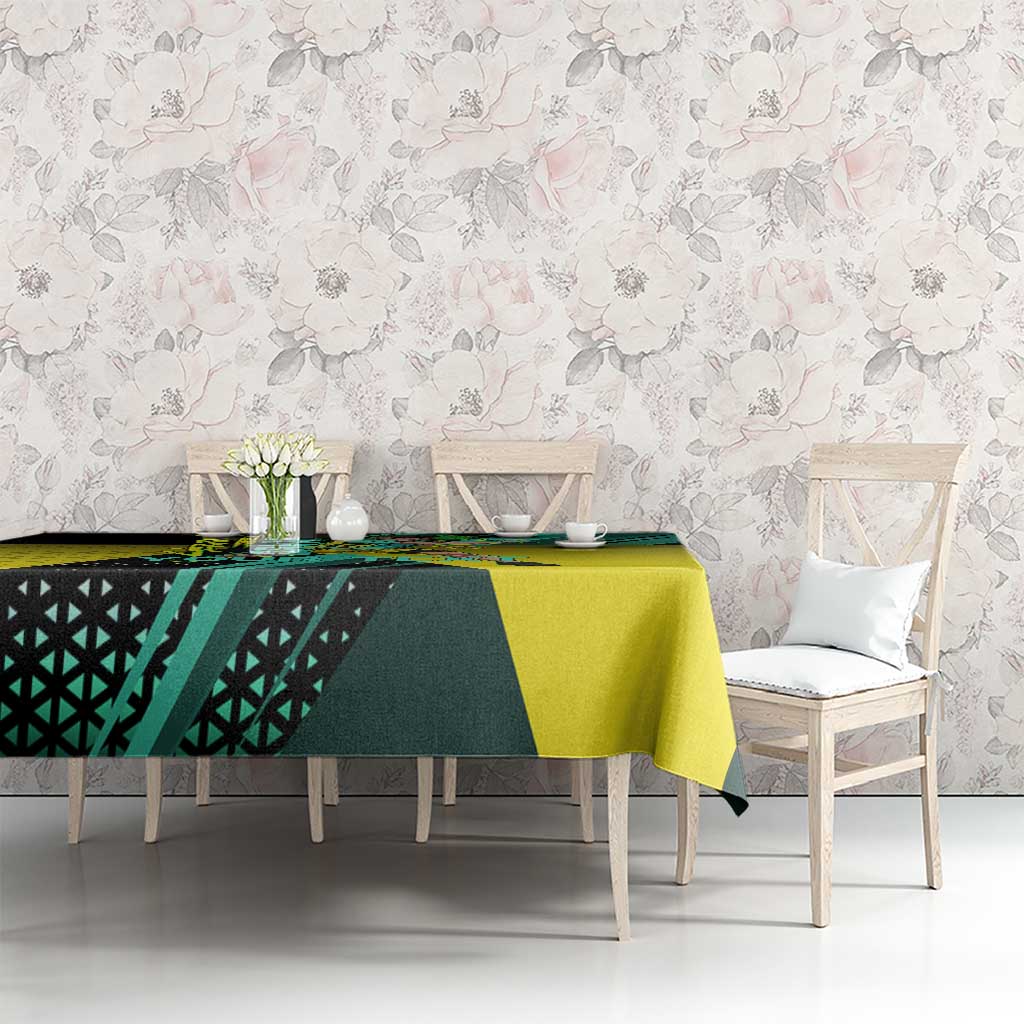 Personalized David Tennis Design Tablecloth with a Cyberpunk Theme, Edgerunners Features Neon Green and Yellow Styling and a Powerful Pose