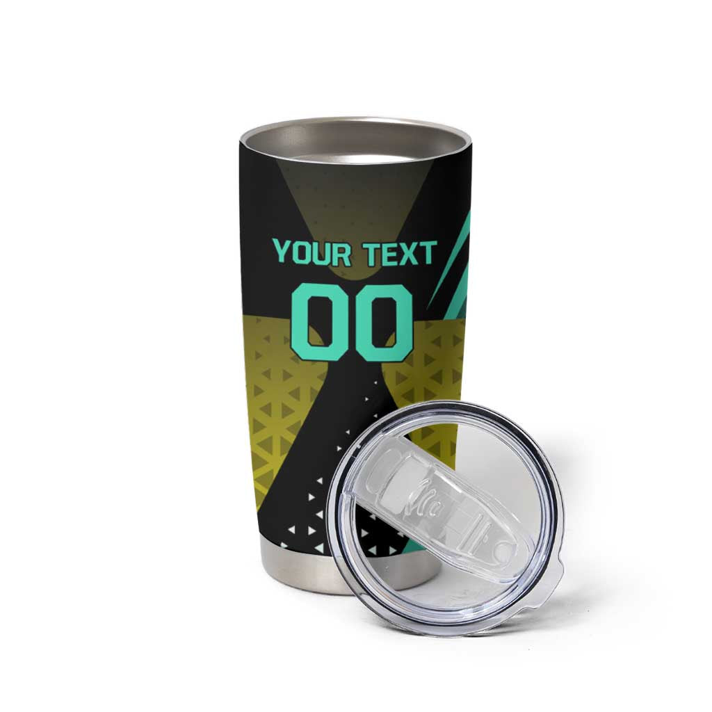 Personalized David Tennis Design Tumbler Cup with a Cyberpunk Theme, Edgerunners Features Neon Green and Yellow Styling and a Powerful Pose