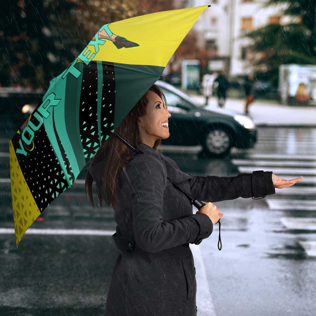 Personalized David Tennis Design Umbrella with a Cyberpunk Theme, Edgerunners Features Neon Green and Yellow Styling and a Powerful Pose