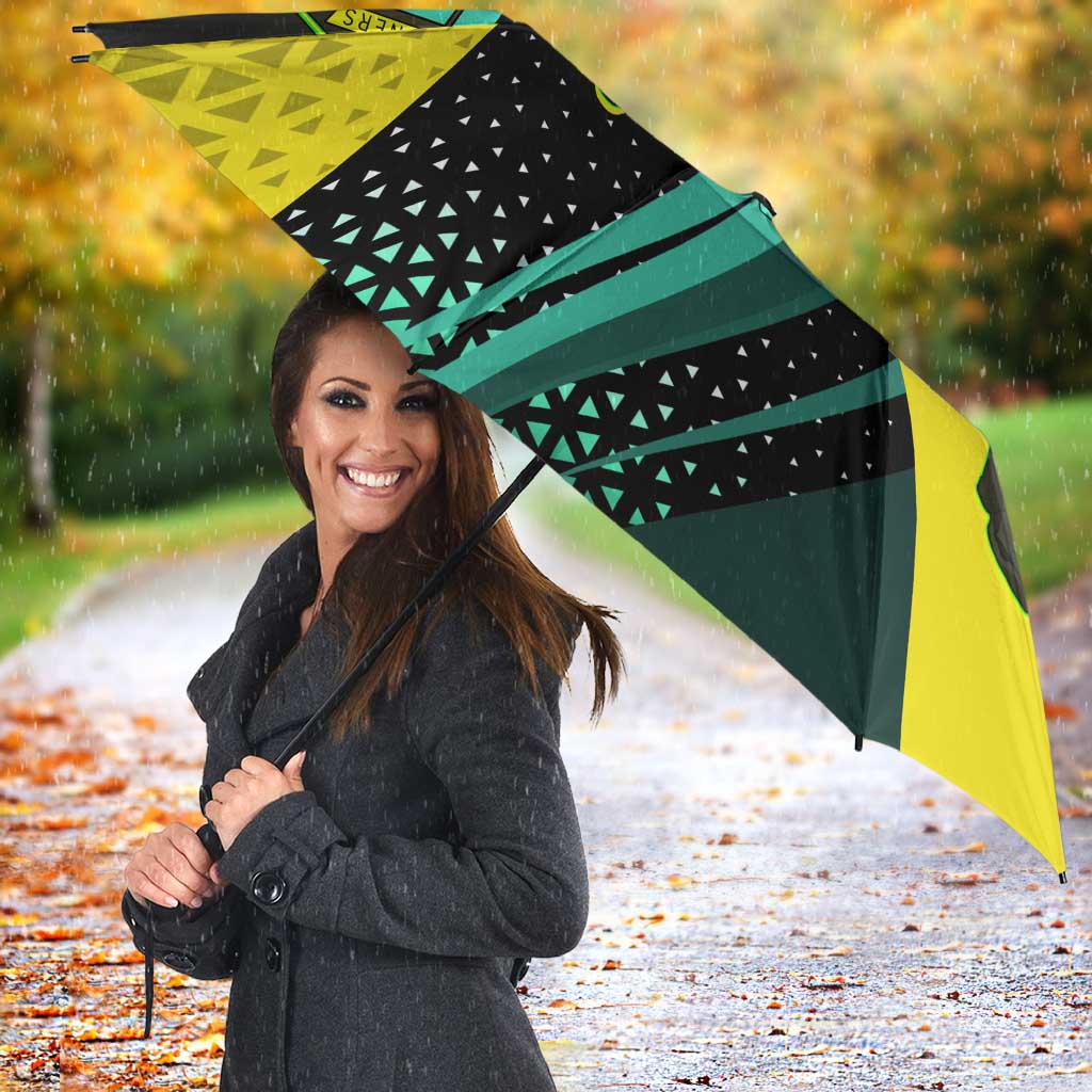 Personalized David Tennis Design Umbrella with a Cyberpunk Theme, Edgerunners Features Neon Green and Yellow Styling and a Powerful Pose