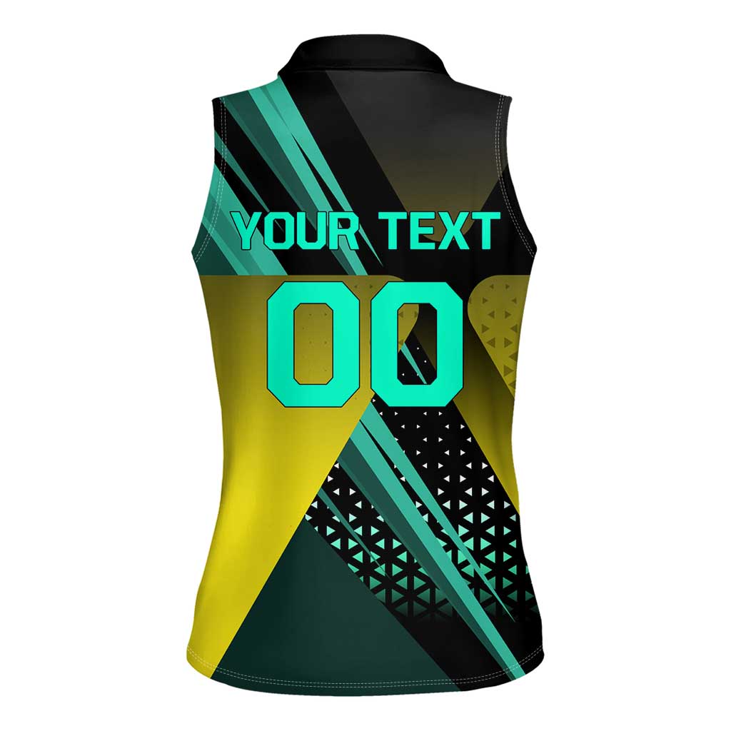 Personalized David Tennis Design Women Sleeveless Polo Shirt with a Cyberpunk Theme, Edgerunners Features Neon Green and Yellow Styling and a Powerful Pose