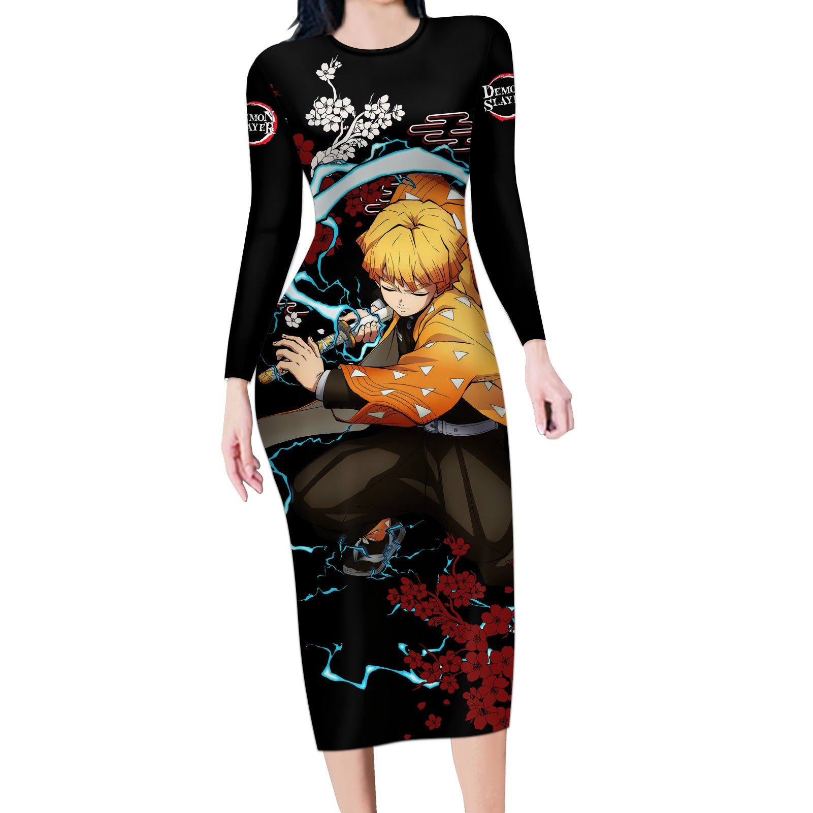 Zenitsu - Anime Japan Style Long Sleeve Bodycon Dress