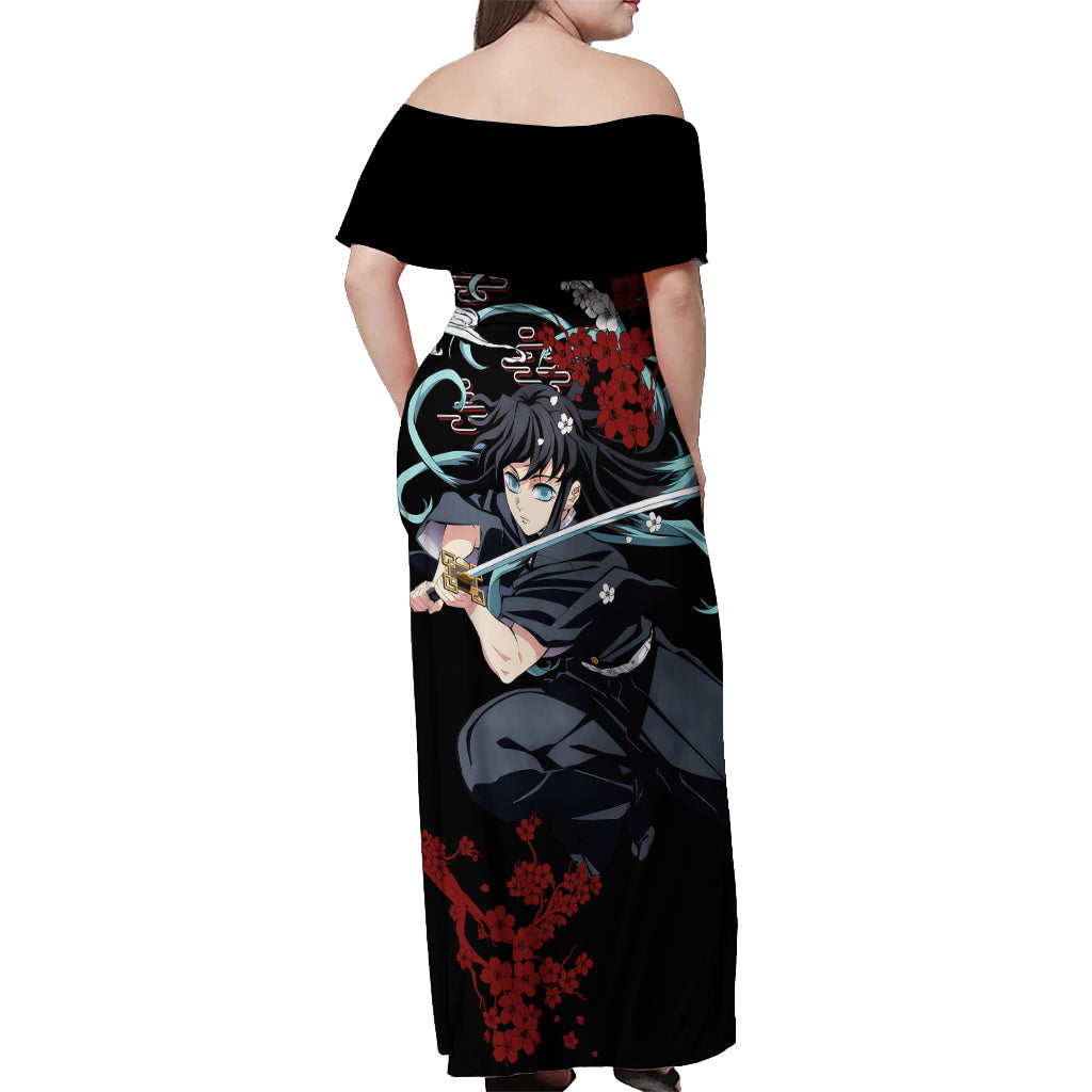 Muichiro Tokito - Japan Style Off Shoulder Maxi Dress