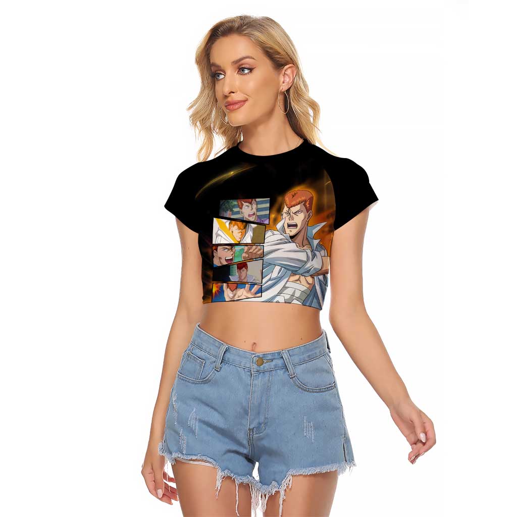 Kazuma Kuwabara - YuYu Hakusho Raglan Cropped T Shirt Anime Style