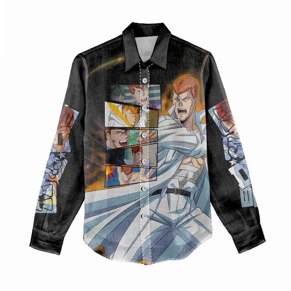 Kazuma Kuwabara - YuYu Hakusho Women Casual Shirt Anime Style