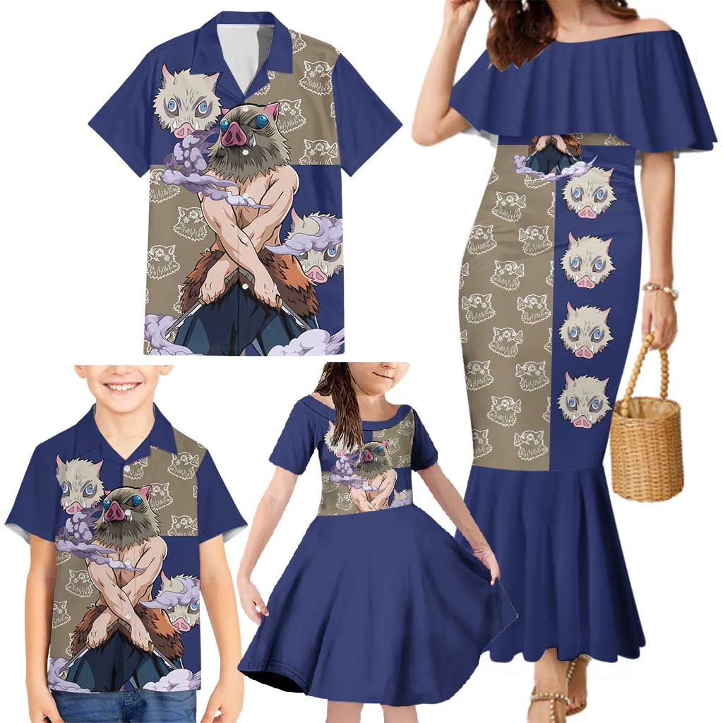 Hashibira Inosuke - Demon Slayer Family Matching Mermaid Dress and Hawaiian Shirt Anime Style
