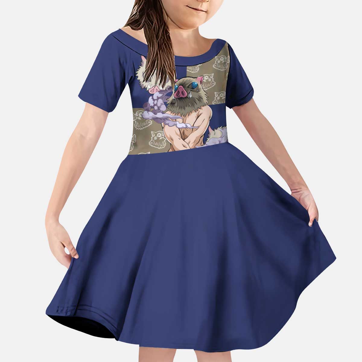 Hashibira Inosuke - Demon Slayer Kid Short Sleeve Dress Anime Style