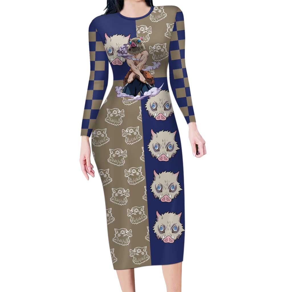 Hashibira Inosuke - Demon Slayer Long Sleeve Bodycon Dress Anime Style