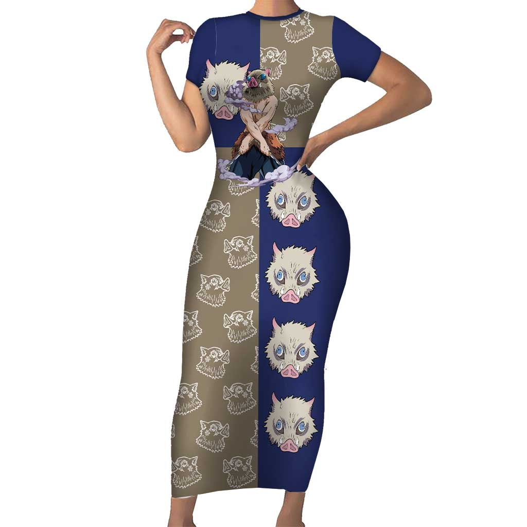 Hashibira Inosuke - Demon Slayer Short Sleeve Bodycon Dress Anime Style