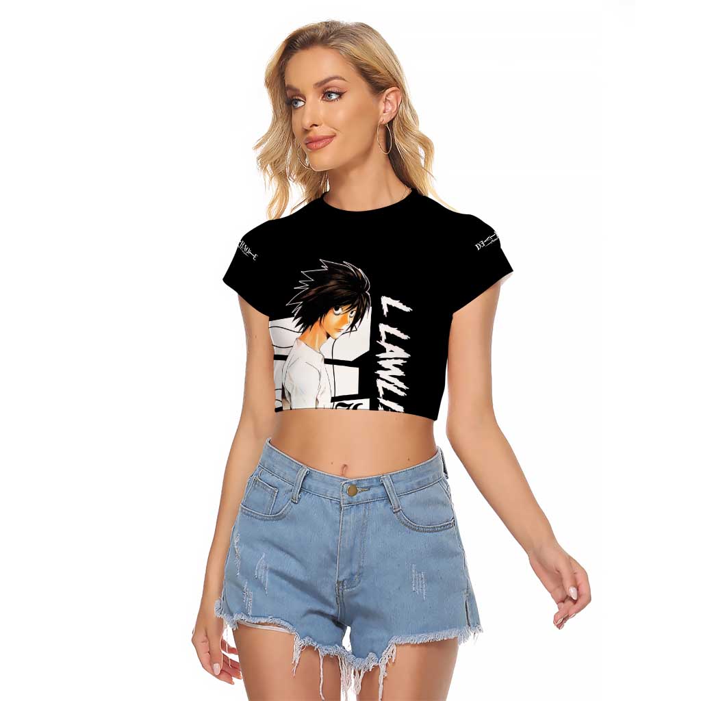 L Lawliet - Death Note Raglan Cropped T Shirt Anime Style
