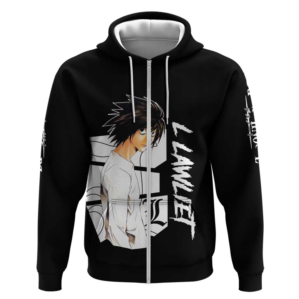 L Lawliet - Death Note Zip Hoodie Anime Style