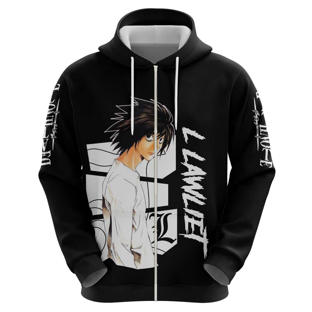 L Lawliet - Death Note Zip Hoodie Anime Style