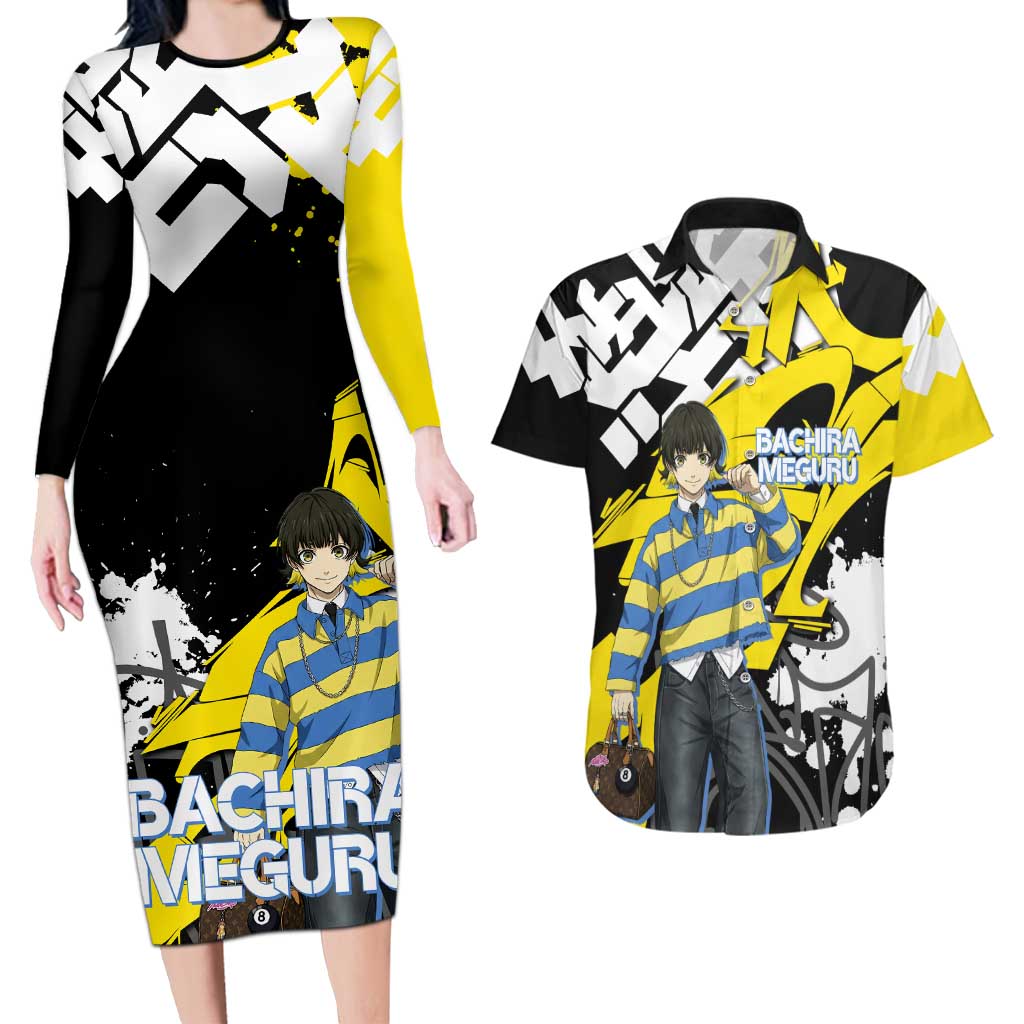 Bachira Meguru Blue Lock Couples Matching Long Sleeve Bodycon Dress and Hawaiian Shirt Graffiti Street Anime Style