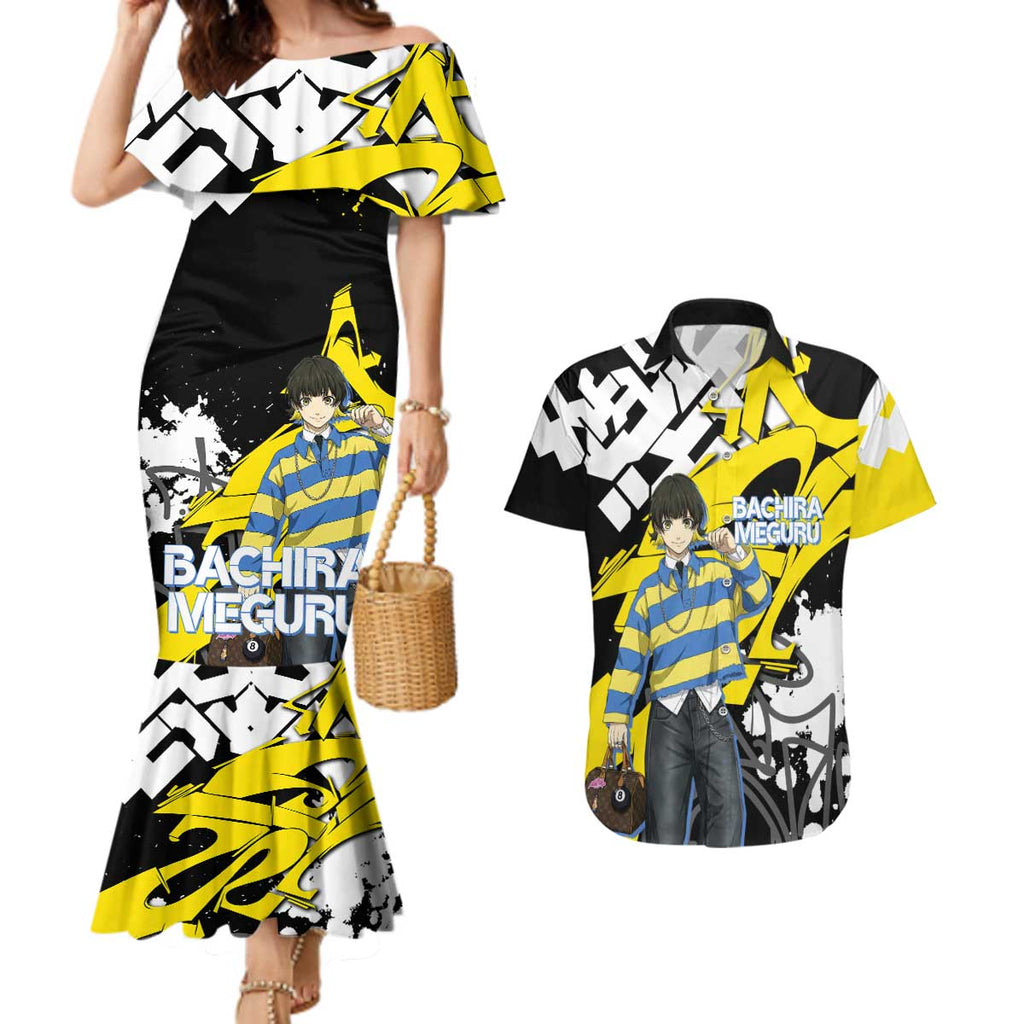Bachira Meguru Blue Lock Couples Matching Mermaid Dress and Hawaiian Shirt Graffiti Street Anime Style