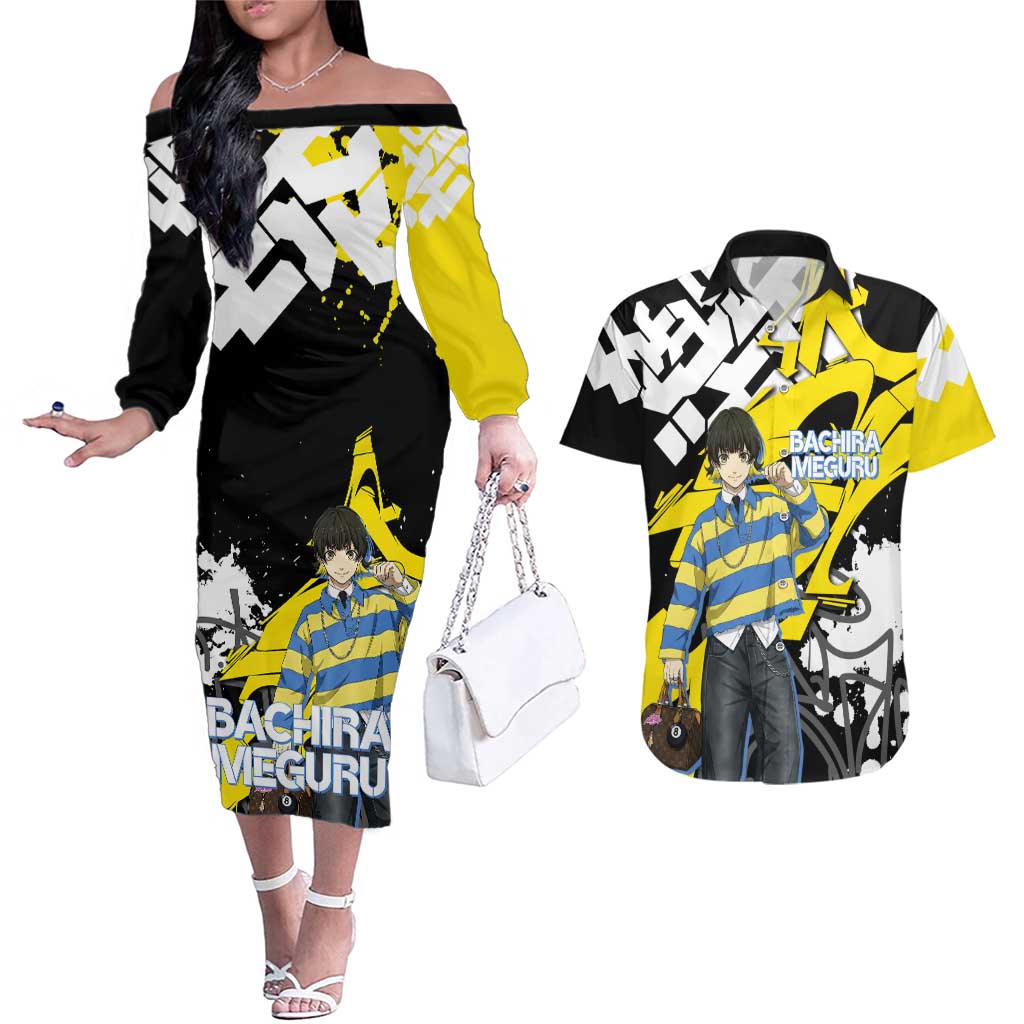 Bachira Meguru Blue Lock Couples Matching Off The Shoulder Long Sleeve Dress and Hawaiian Shirt Graffiti Street Anime Style