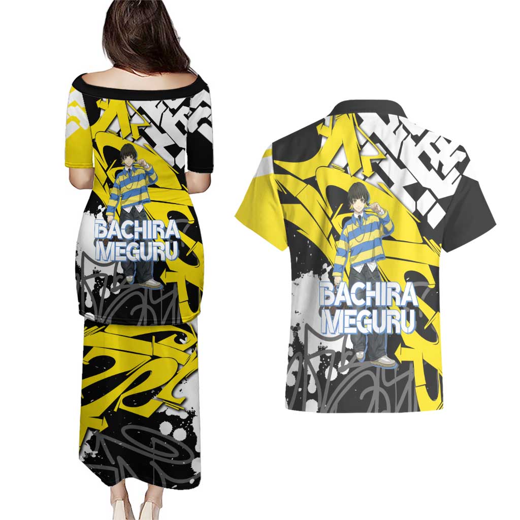 Bachira Meguru Blue Lock Couples Matching Puletasi and Hawaiian Shirt Graffiti Street Anime Style