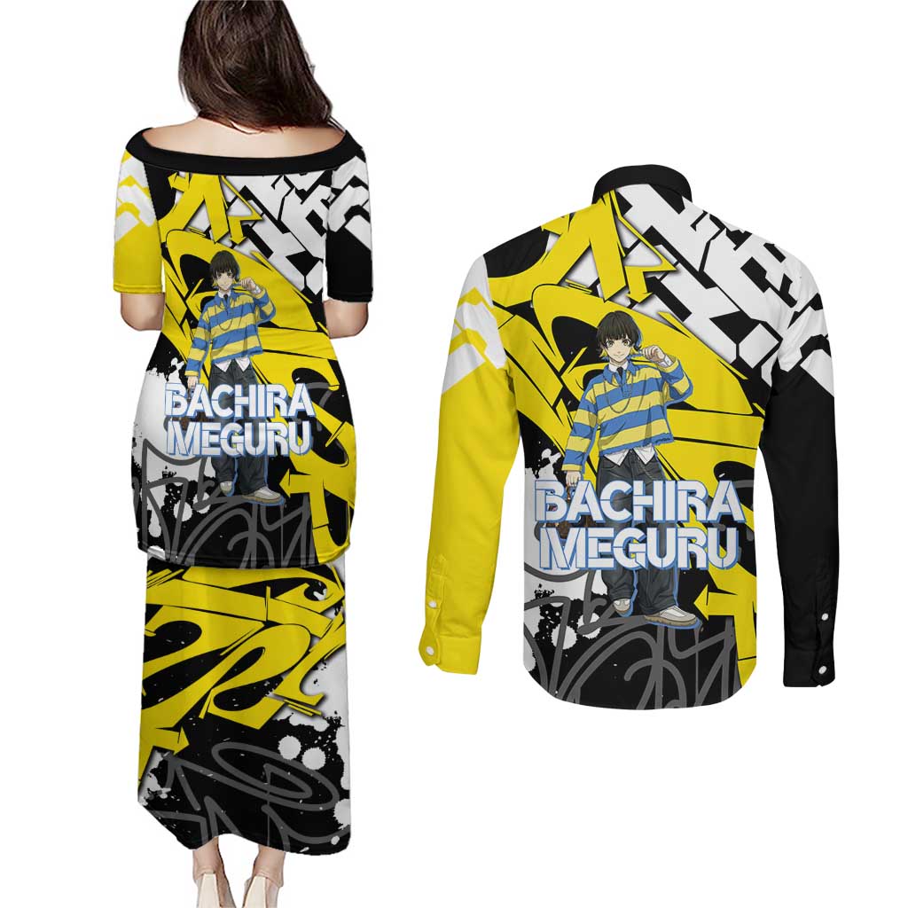 Bachira Meguru Blue Lock Couples Matching Puletasi and Long Sleeve Button Shirt Graffiti Street Anime Style