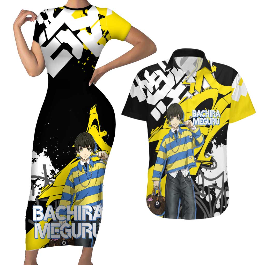 Bachira Meguru Blue Lock Couples Matching Short Sleeve Bodycon Dress and Hawaiian Shirt Graffiti Street Anime Style