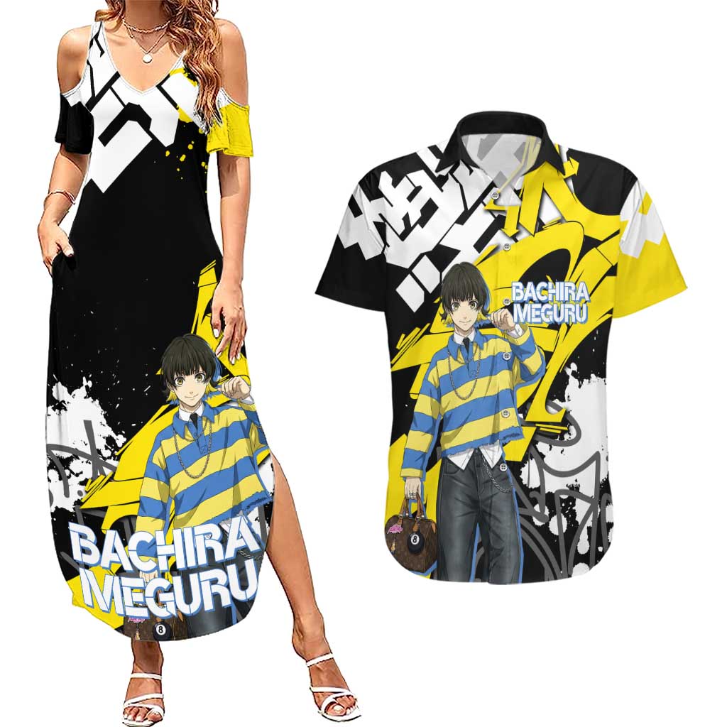 Bachira Meguru Blue Lock Couples Matching Summer Maxi Dress and Hawaiian Shirt Graffiti Street Anime Style