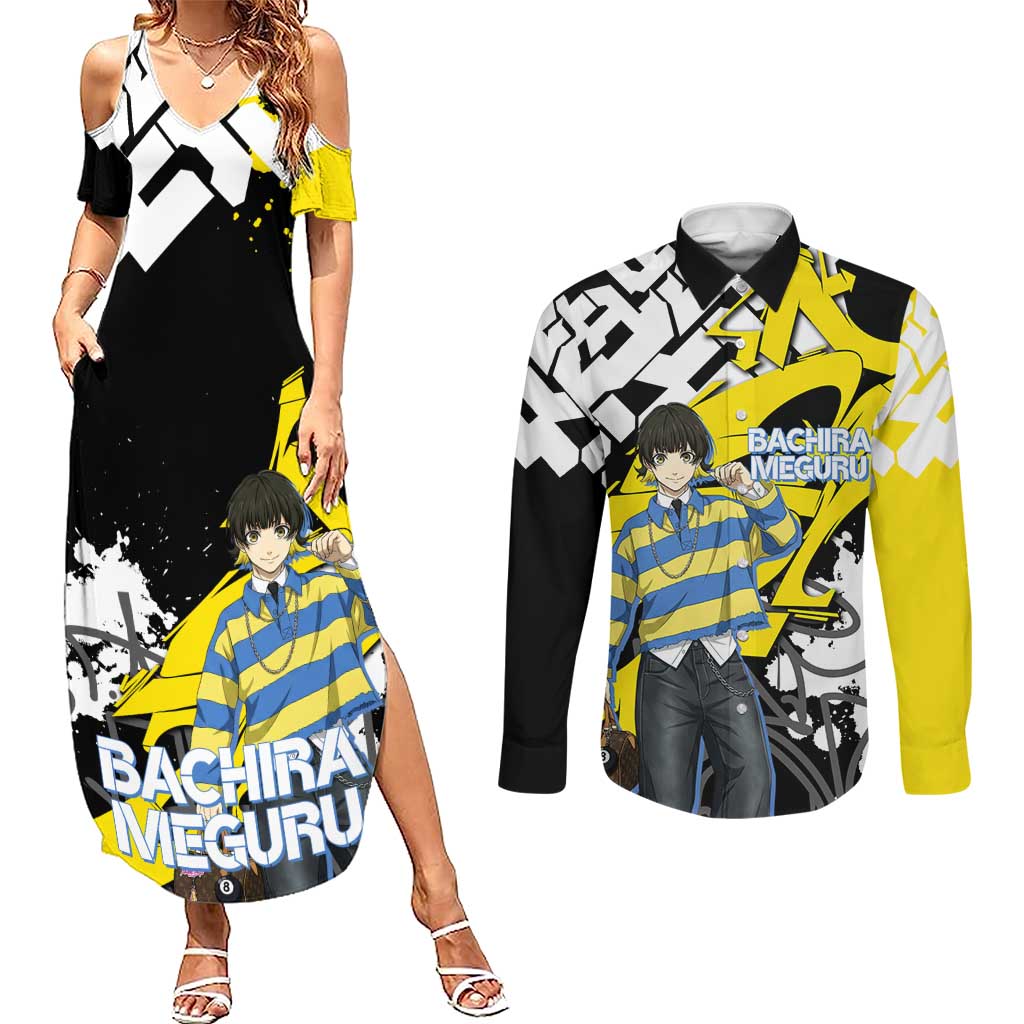 Bachira Meguru Blue Lock Couples Matching Summer Maxi Dress and Long Sleeve Button Shirt Graffiti Street Anime Style
