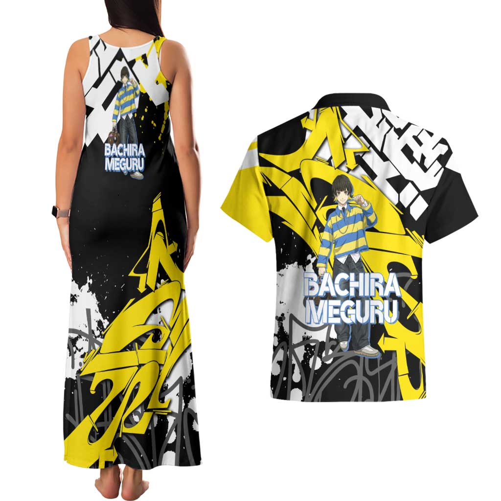 Bachira Meguru Blue Lock Couples Matching Tank Maxi Dress and Hawaiian Shirt Graffiti Street Anime Style