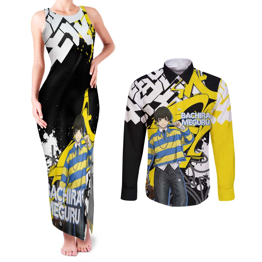 Bachira Meguru Blue Lock Couples Matching Tank Maxi Dress and Long Sleeve Button Shirt Graffiti Street Anime Style
