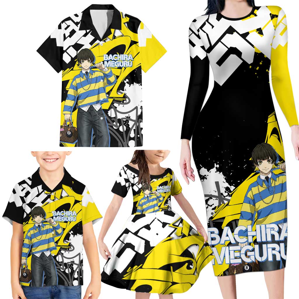 Bachira Meguru Blue Lock Family Matching Long Sleeve Bodycon Dress and Hawaiian Shirt Graffiti Street Anime Style