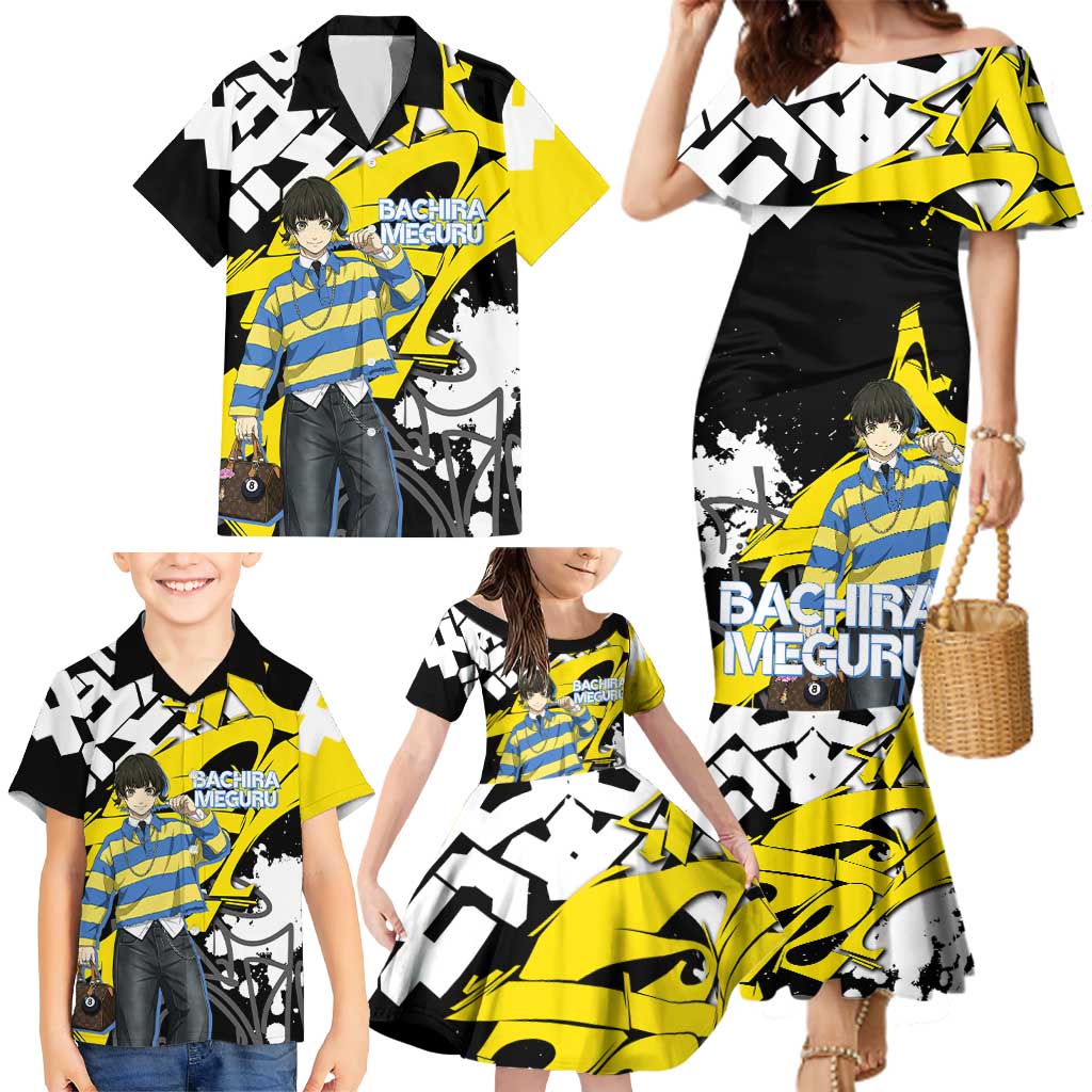 Bachira Meguru Blue Lock Family Matching Mermaid Dress and Hawaiian Shirt Graffiti Street Anime Style