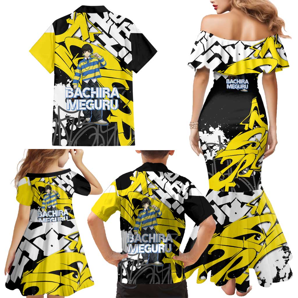 Bachira Meguru Blue Lock Family Matching Mermaid Dress and Hawaiian Shirt Graffiti Street Anime Style