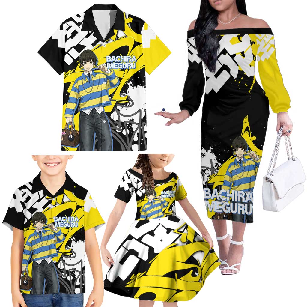 Bachira Meguru Blue Lock Family Matching Off The Shoulder Long Sleeve Dress and Hawaiian Shirt Graffiti Street Anime Style
