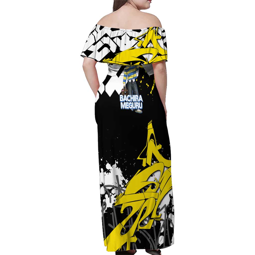 Bachira Meguru Blue Lock Family Matching Off Shoulder Maxi Dress and Hawaiian Shirt Graffiti Street Anime Style