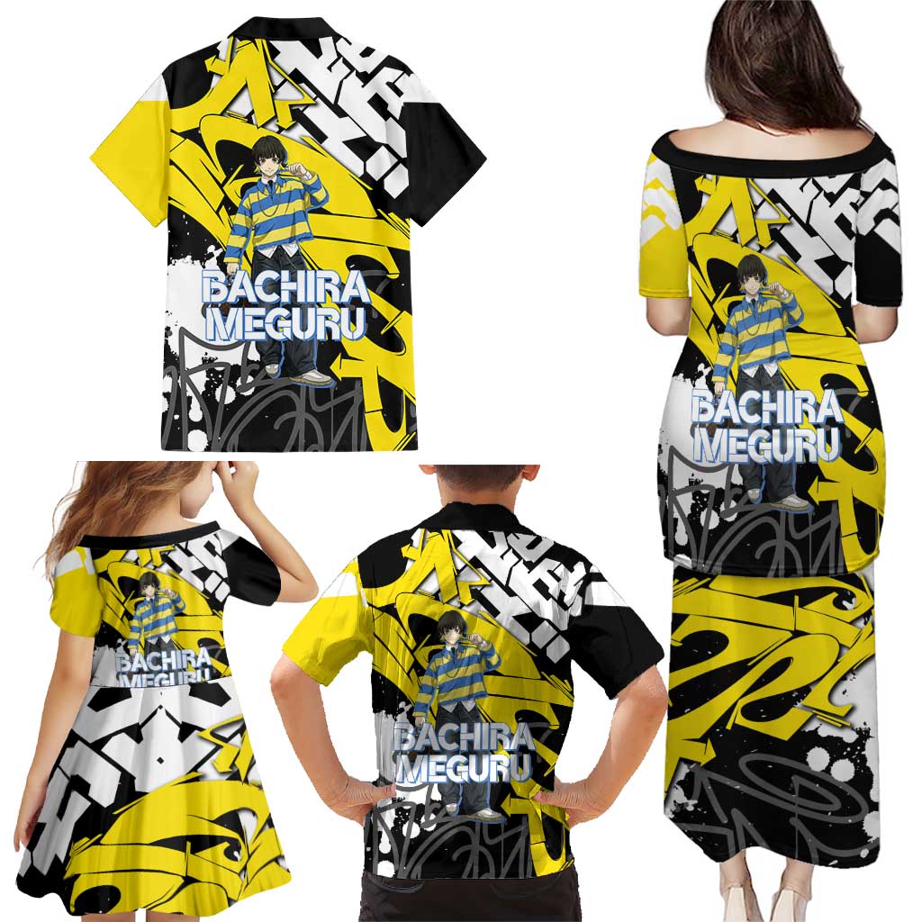 Bachira Meguru Blue Lock Family Matching Puletasi and Hawaiian Shirt Graffiti Street Anime Style