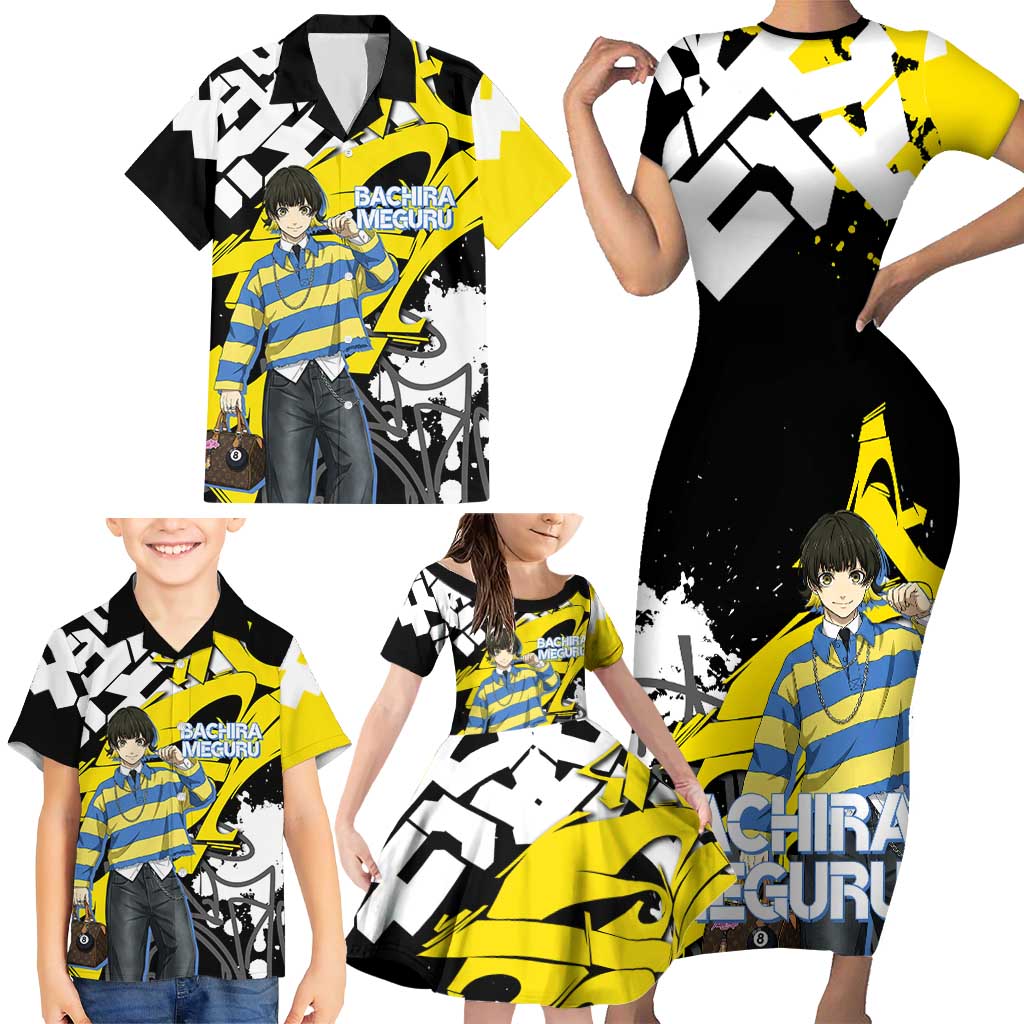 Bachira Meguru Blue Lock Family Matching Short Sleeve Bodycon Dress and Hawaiian Shirt Graffiti Street Anime Style