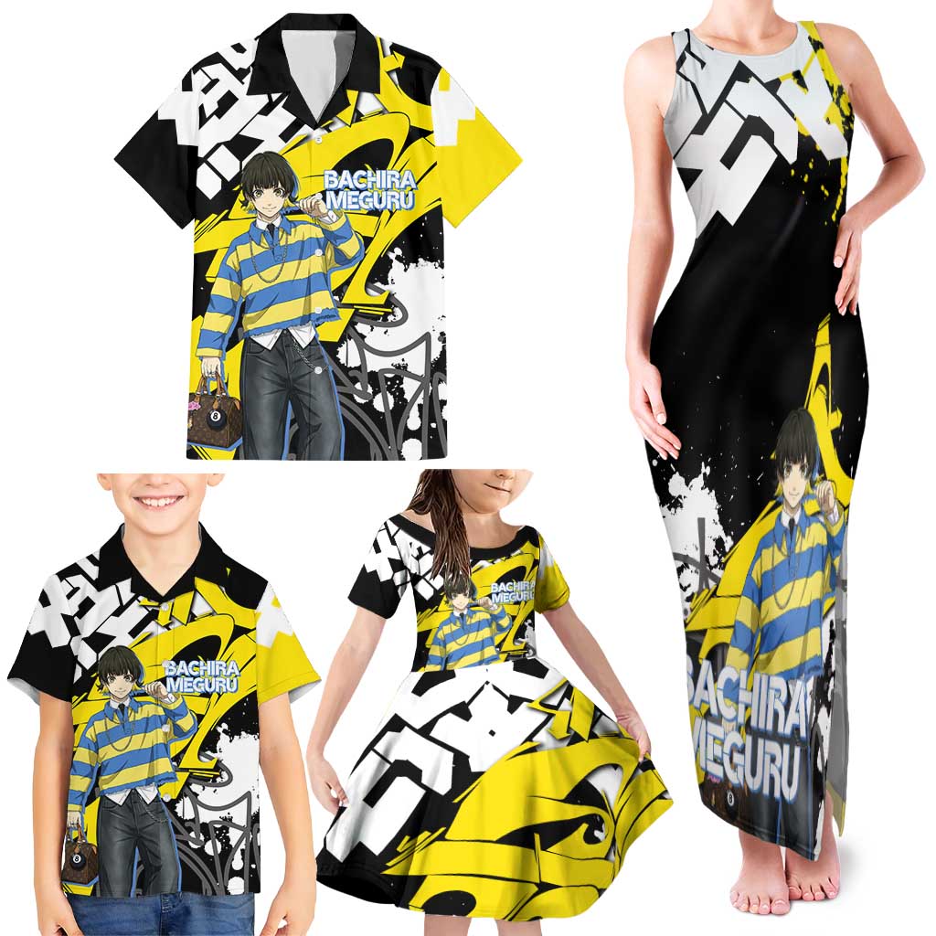 Bachira Meguru Blue Lock Family Matching Tank Maxi Dress and Hawaiian Shirt Graffiti Street Anime Style