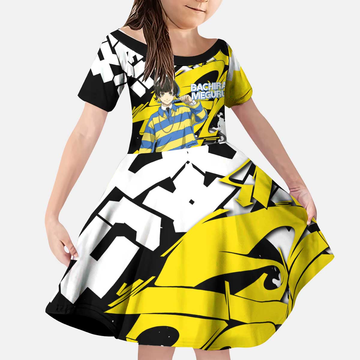 Bachira Meguru Blue Lock Kid Short Sleeve Dress Graffiti Street Anime Style