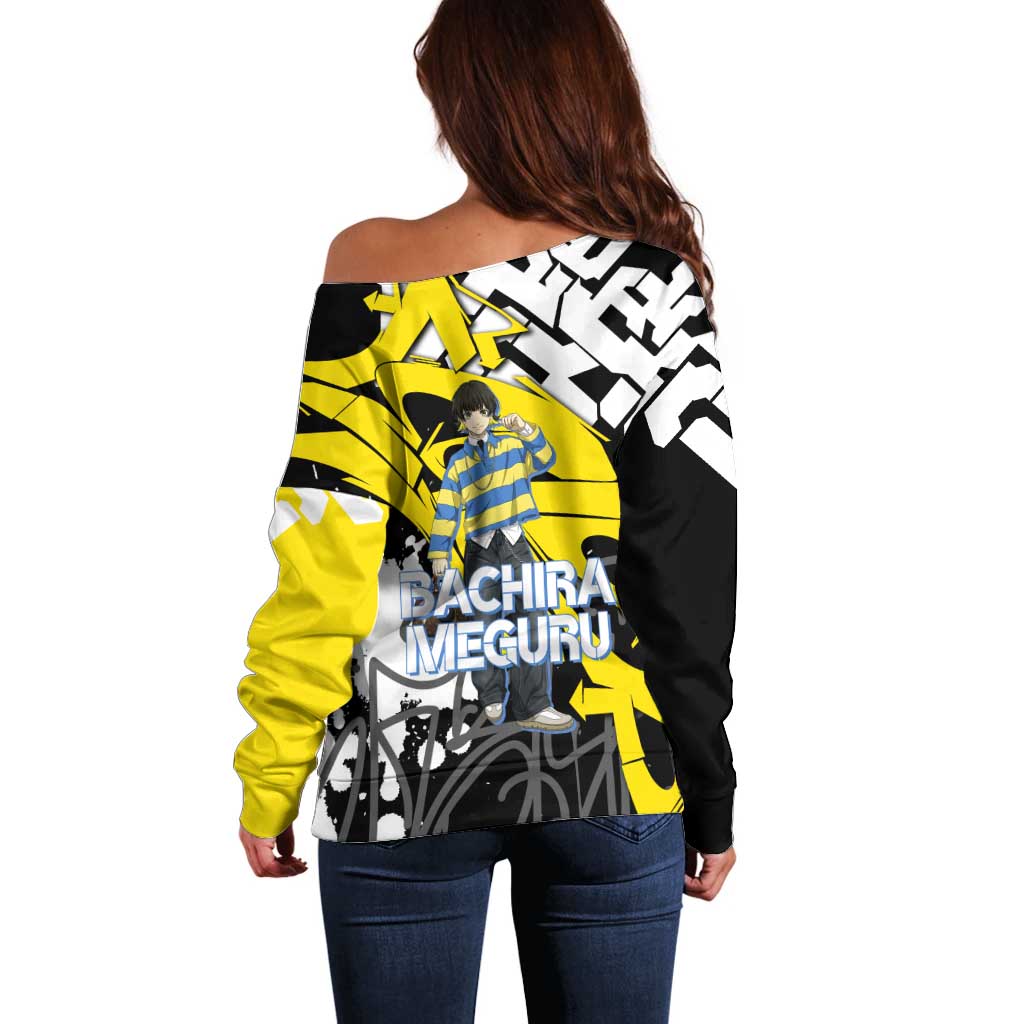 Bachira Meguru Blue Lock Off Shoulder Sweater Graffiti Street Anime Style