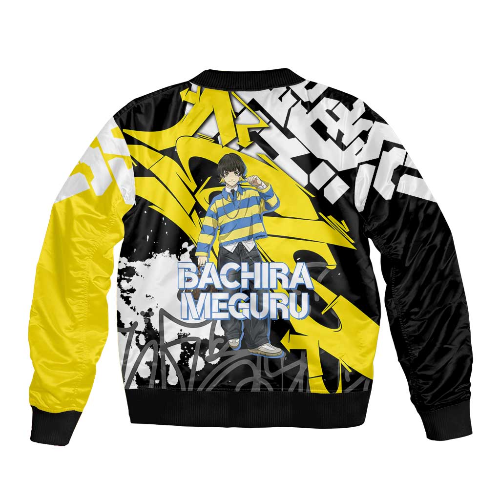 Bachira Meguru Blue Lock Sleeve Zip Bomber Jacket Graffiti Street Anime Style
