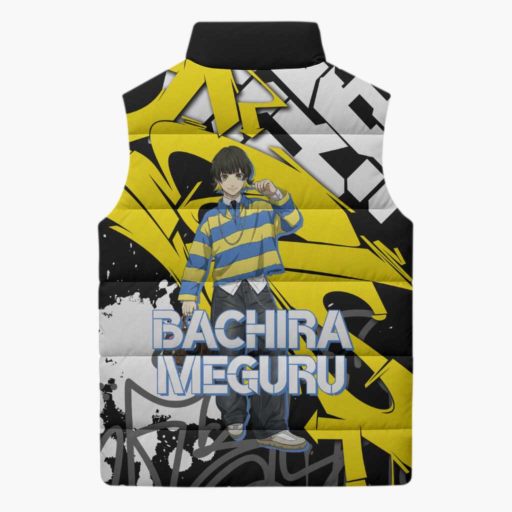 Bachira Meguru Blue Lock Sleeveless Puffer Jacket Graffiti Street Anime Style