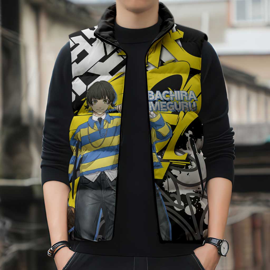 Bachira Meguru Blue Lock Sleeveless Puffer Jacket Graffiti Street Anime Style