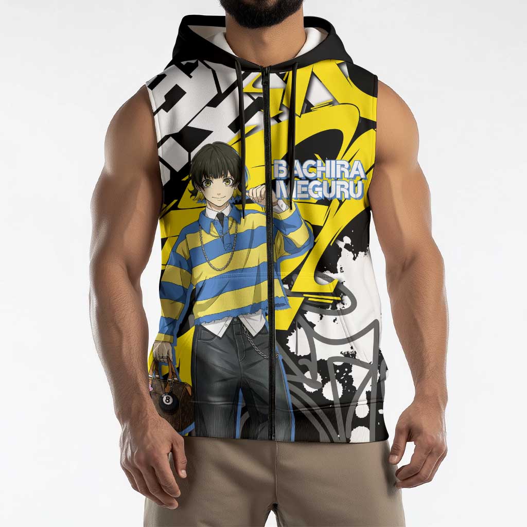 Bachira Meguru Blue Lock Sleeveless Zip Hoodie Graffiti Street Anime Style