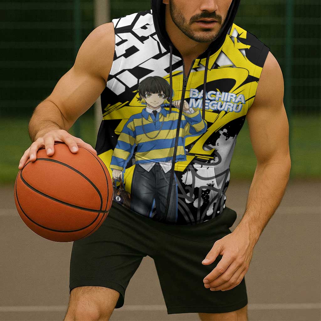 Bachira Meguru Blue Lock Sleeveless Zip Hoodie Graffiti Street Anime Style