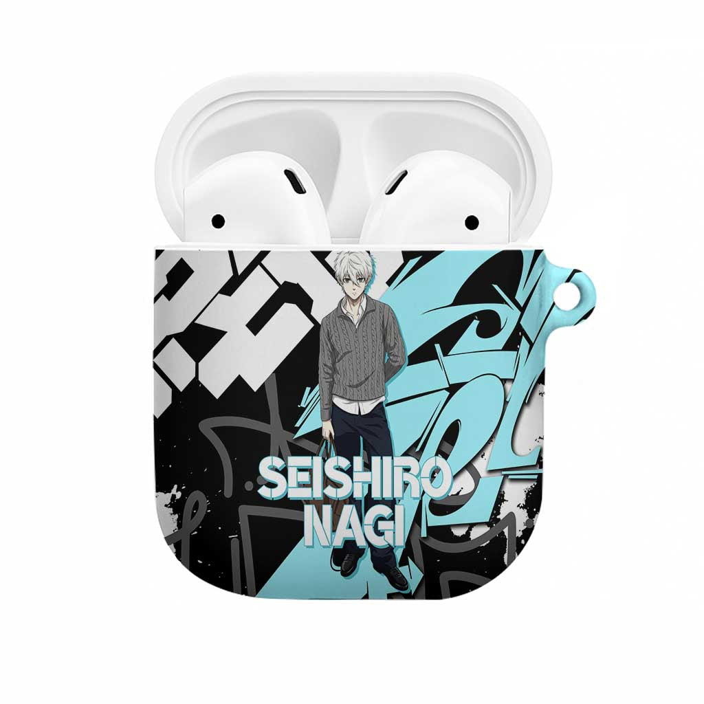Seishiro Nagi Blue Lock AirPods Case Light Blue Graffiti Anime Style