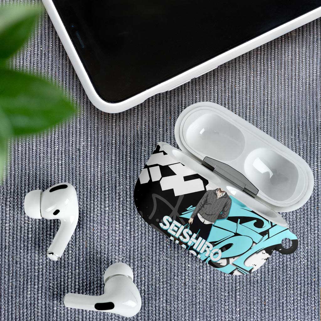 Seishiro Nagi Blue Lock AirPods Case Light Blue Graffiti Anime Style