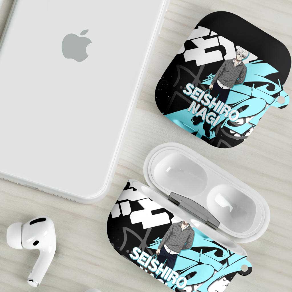 Seishiro Nagi Blue Lock AirPods Case Light Blue Graffiti Anime Style