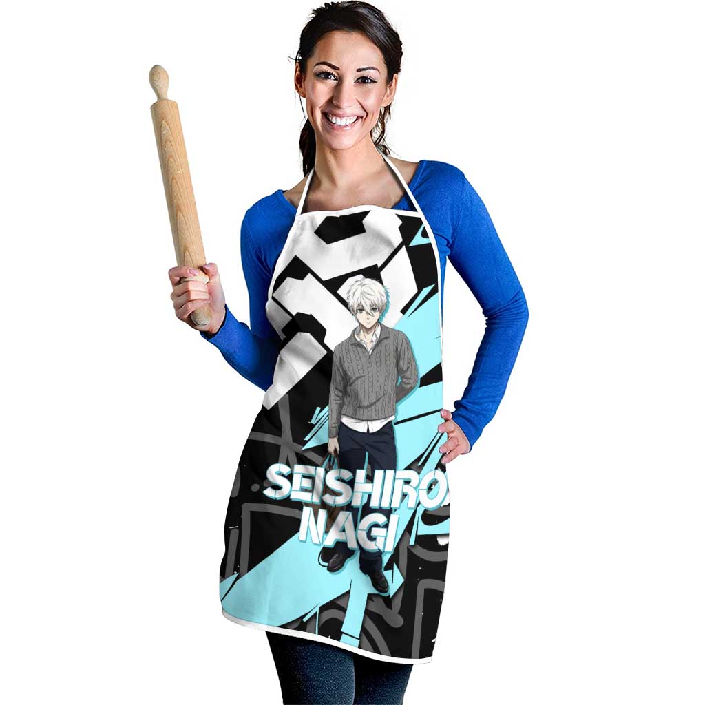 Seishiro Nagi Blue Lock Apron Light Blue Graffiti Anime Style
