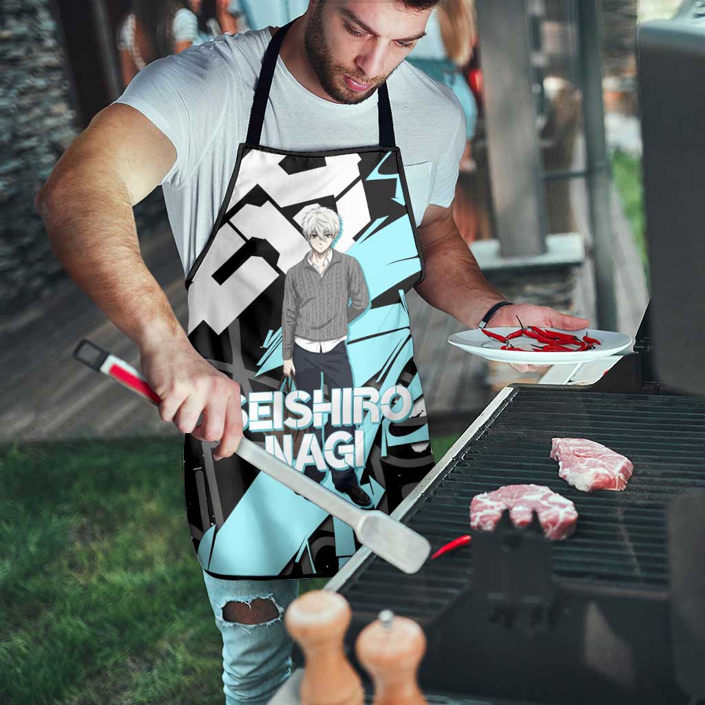 Seishiro Nagi Blue Lock Apron Light Blue Graffiti Anime Style