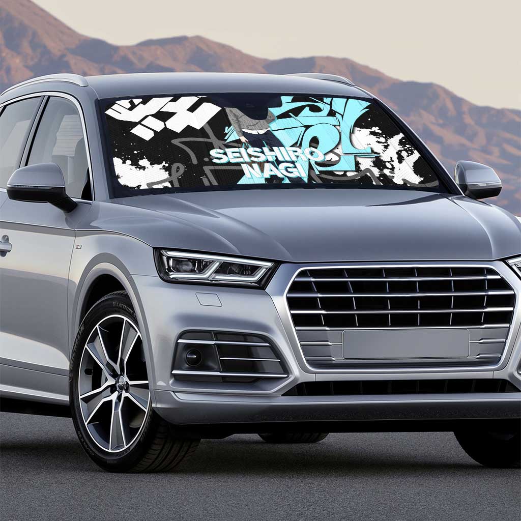 Seishiro Nagi Blue Lock Auto Sun Shade Light Blue Graffiti Anime Style